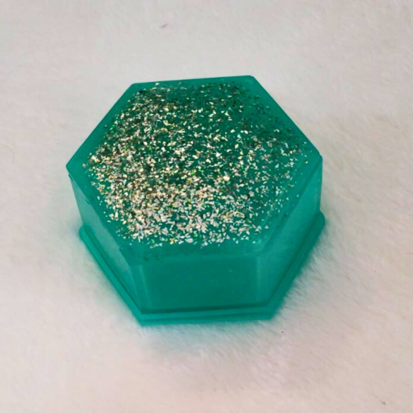 Handcrafted Hexagonal Resin Trinket Box for Jewelry & Keepsakes